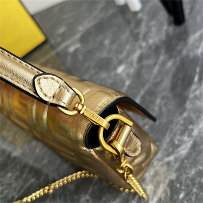 Fen.di BAGUETTE Mini Bag Gold Leather With FF Motif