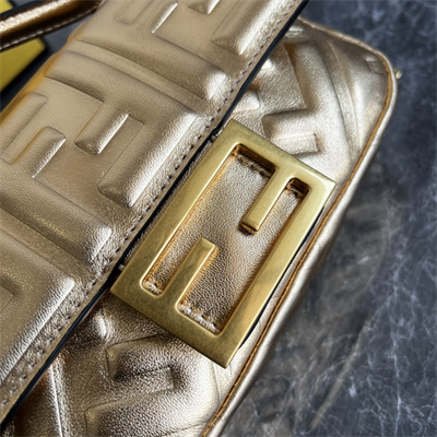 Fen.di BAGUETTE Mini Bag Gold Leather With FF Motif