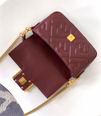 Fen.di BAGUETTE Mini Bag Burgundy Nappa Leather With FF Motif
