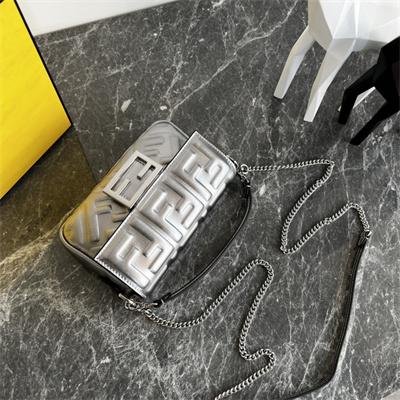 Fen.di BAGUETTE Mini Bag Silver Leather With FF Motif