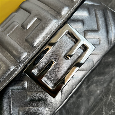 Fen.di BAGUETTE Mini Bag Silver Leather With FF Motif