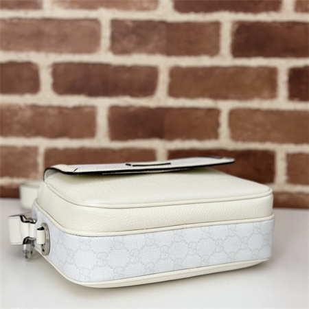 g*u*i small gg crossbody bag with tag white leather and white gg S*p*e canvas 795464