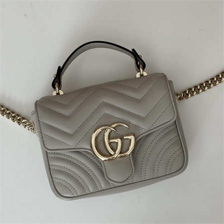 Gu.cci GG Marmont MINI TOP HANDLE BAG Lt Grey 811238