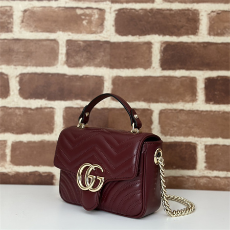 Gu.cci GG Marmont MINI TOP HANDLE BAG Rosso Ancora red 811238