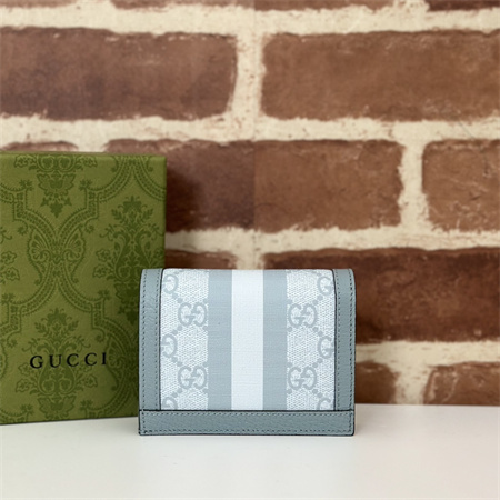 gu.cci ophidia gg card case wallet S*p*e canvas dusty blue 523155