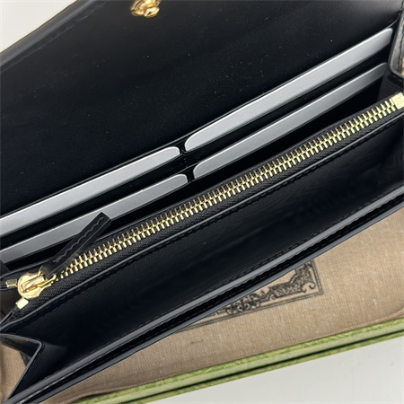 Gu.cci GG CONTINENTAL WALLET Black Leather 772791