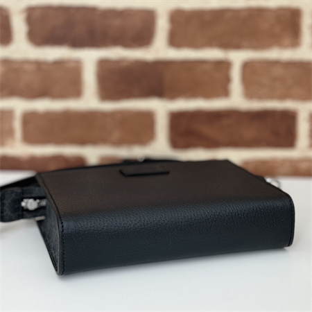 gu.cci S*per mini bag with gg tag black leather 795488