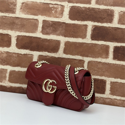 Gu.cci GG Marmont Small Shoulder Bag Burgundy 446744