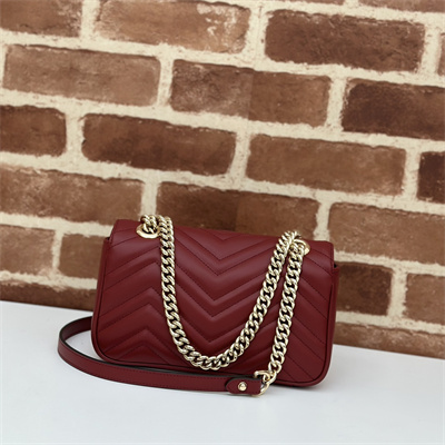 Gu.cci GG Marmont Small Shoulder Bag Burgundy 446744