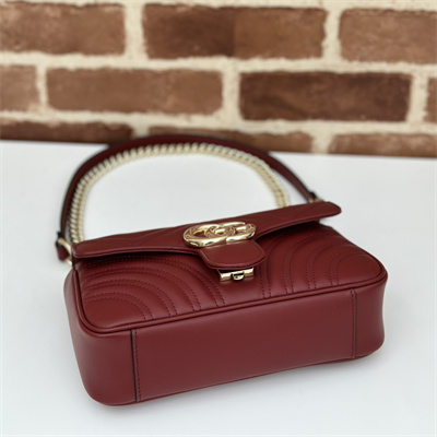 Gu.cci GG Marmont Small Shoulder Bag Burgundy 446744