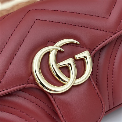 Gu.cci GG Marmont Small Shoulder Bag Burgundy 446744