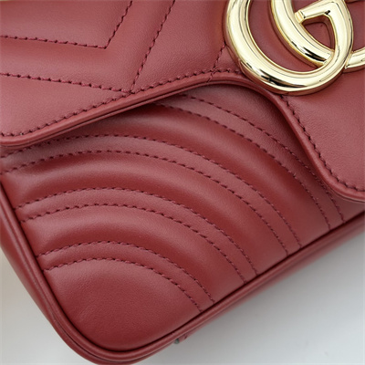 Gu.cci GG Marmont Small Shoulder Bag Burgundy 446744