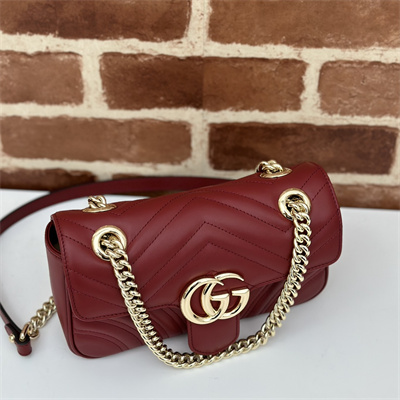 Gu.cci GG Marmont Small Shoulder Bag Burgundy 446744
