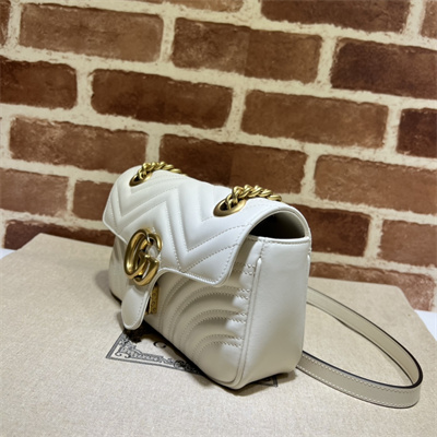 Gu.cci GG Marmont Small Shoulder Bag White 446744