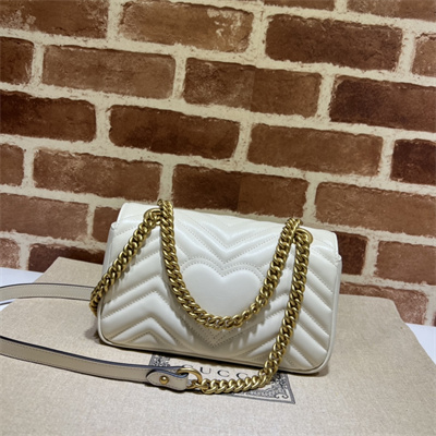 Gu.cci GG Marmont Small Shoulder Bag White 446744