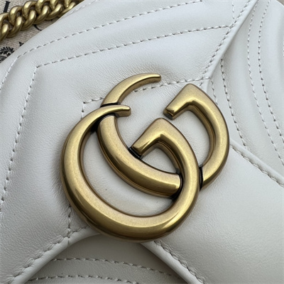 Gu.cci GG Marmont Small Shoulder Bag White 446744