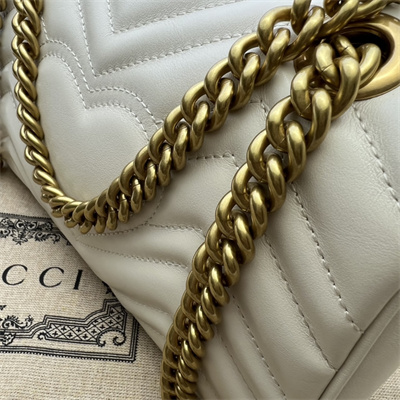 Gu.cci GG Marmont Small Shoulder Bag White 446744