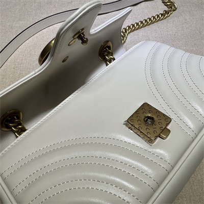 Gu.cci GG Marmont Small Shoulder Bag White 446744