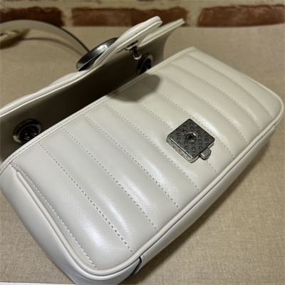 Gu.cci GG Marmont Small  Shoulder Bag White 446744