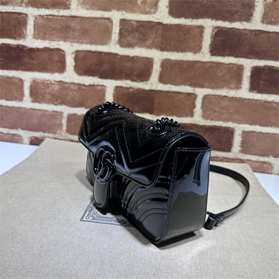 Gu.cci GG Marmont Small Shoulder Bag Black Patent 446744