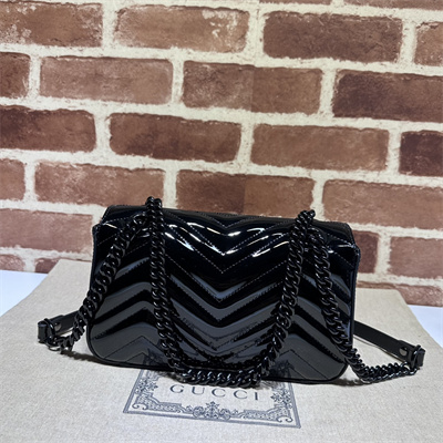 Gu.cci GG Marmont Small Shoulder Bag Black Patent 446744