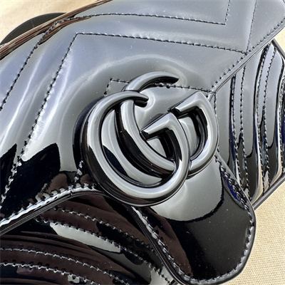 Gu.cci GG Marmont Small Shoulder Bag Black Patent 446744