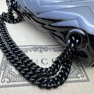 Gu.cci GG Marmont Small Shoulder Bag Black Patent 446744