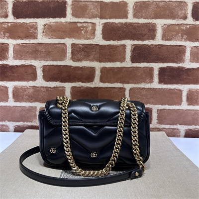 Gu.cci GG Marmont Small Shoulder Bag Lambskin Black 446744