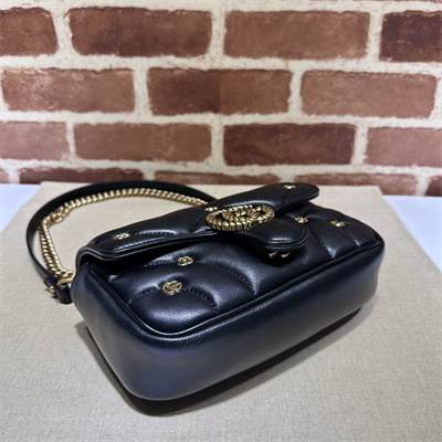 Gu.cci GG Marmont Small Shoulder Bag Lambskin Black 446744