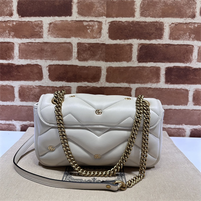 Gu.cci GG Marmont Medium Shoulder Bag White 443497