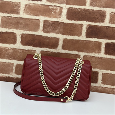 Gu.cci GG Marmont Medium Shoulder Bag Burgundy 443497