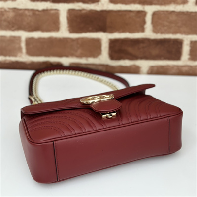 Gu.cci GG Marmont Medium Shoulder Bag Burgundy 443497