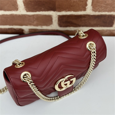 Gu.cci GG Marmont Medium Shoulder Bag Burgundy 443497