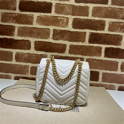 Gu.cci GG Marmont Mini Shoulder Bag White 739682