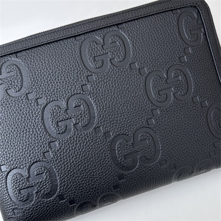 Gu.cci JUMBO GG SMALL TRAVEL DOCUMENT CASE Black Leather 794085