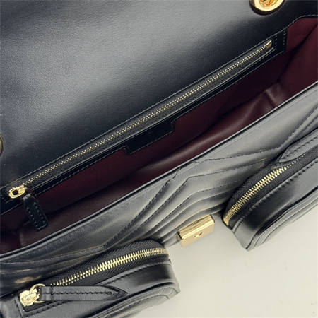 Gu.cci GG MARMONT SMALL MULTI-POCKET BAG Black matelassé chevron leather 795228