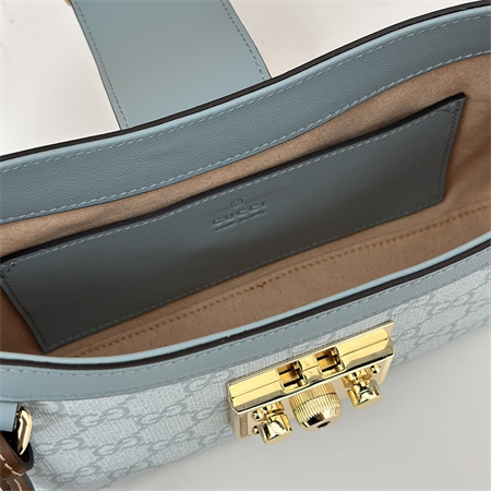 gu.cci padlock small shoulder bag gg S*p*e canvas dusty blue 811705