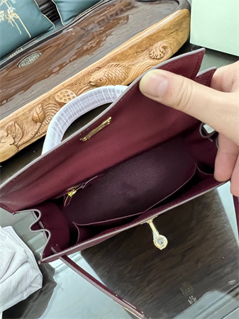 Kelly Sellier Bag Epsom Leather 25/28CM Gold/Silver Hardware In Bordeaux Color