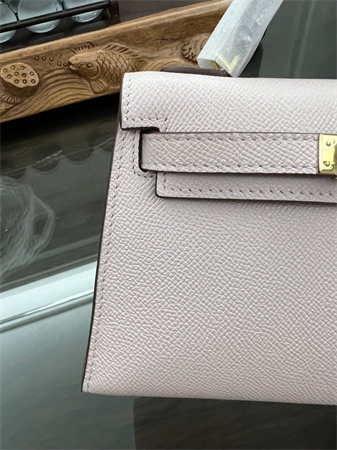 Kelly Mini II Bag Epsom Leather Gold/Silver hardware In Mauve Pale Color