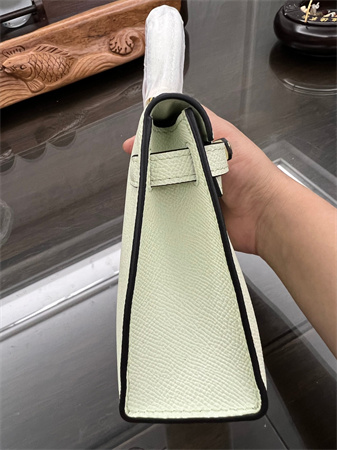 Kelly Mini II Bag Epsom Leather Gold/Silver hardware In Vert Fizz Color