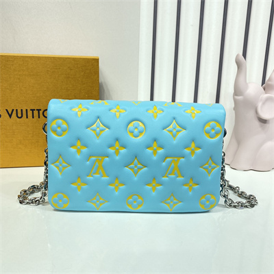 L.V Coussin Pochette Monogram Embossed Lambskin Lt Blue M80744