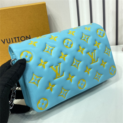 L.V Coussin Pochette Monogram Embossed Lambskin Lt Blue M80744