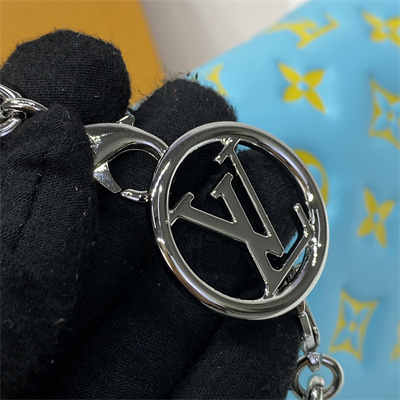 L.V Coussin Pochette Monogram Embossed Lambskin Lt Blue M80744