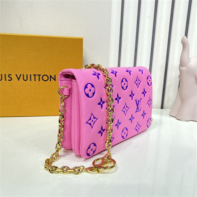 L.V Coussin Pochette Monogram Embossed Lambskin Hot Pink M80745