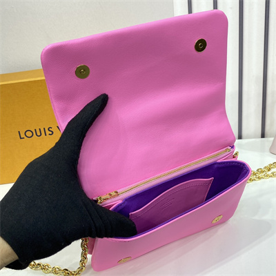 L.V Coussin Pochette Monogram Embossed Lambskin Hot Pink M80745