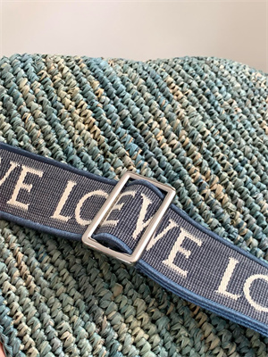 L0ew* mini slit bag in raffia and calfskin