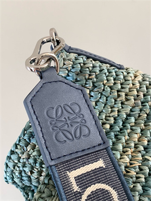 L0ew* mini slit bag in raffia and calfskin