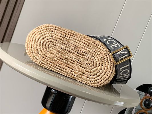 L0ew* mini slit bag in raffia and calfskin