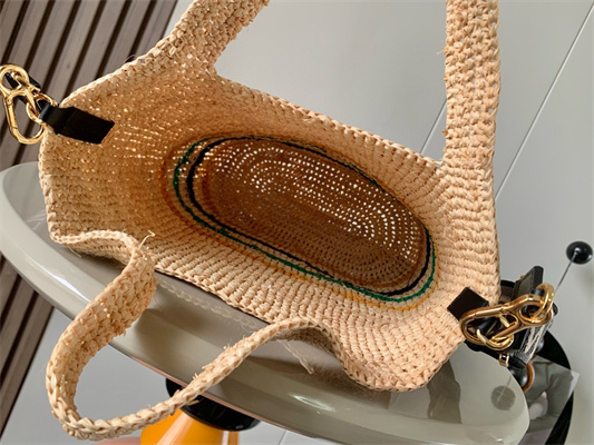L0ew* mini slit bag in raffia and calfskin