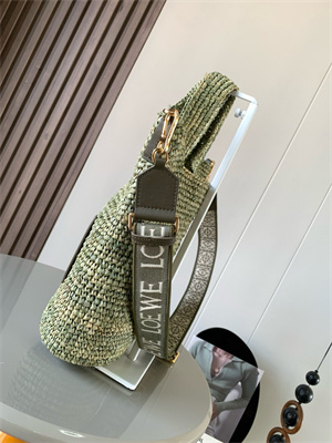 L0ew* mini slit bag in raffia and calfskin